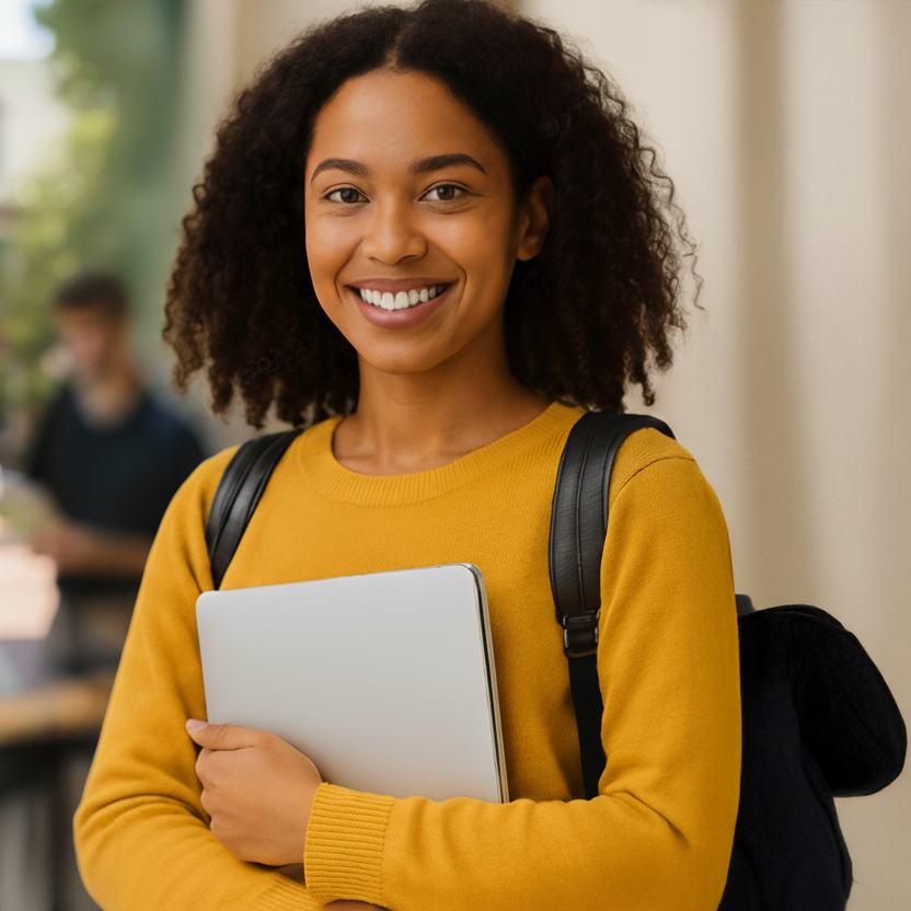 Estudante usando plataforma GEWEB de gestão escolar digital